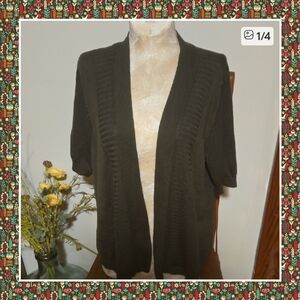 Nwot Roz & Ali Dark Green Open Front Cardigan Size 1x